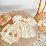 Conjunto Bordado Bebê Flor do Campo